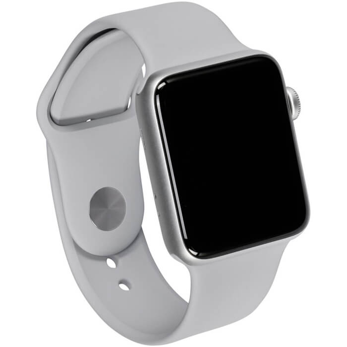 ساعت مچی هوشمند اپل واچ ۳ ۴۲ میلیمتر نقره ای با بند لاستیکی نقره ای