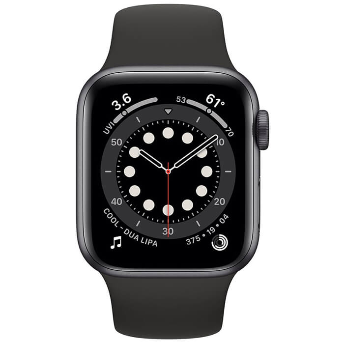 ساعت مچی هوشمند اپل واچ سری 6 40 میلیمتر آلومینیومی خاکستری با بند لاستیکی مشکی