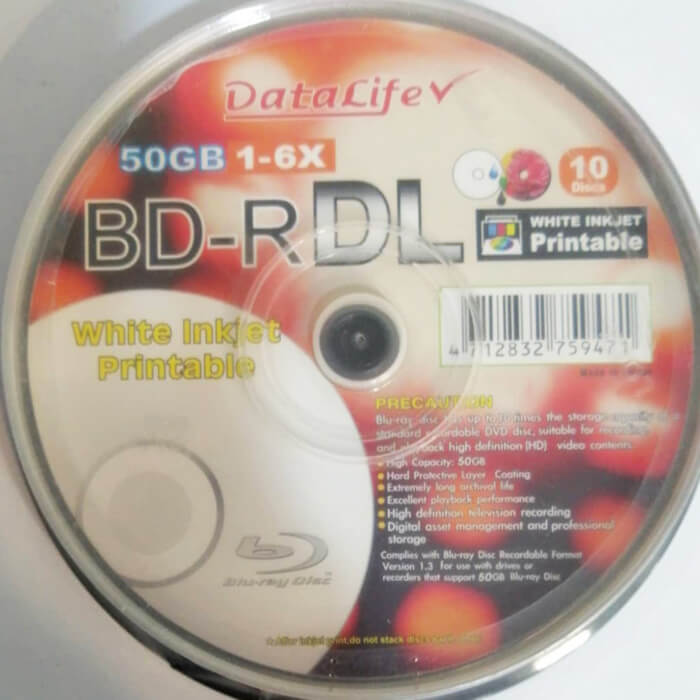 دیسک بلوری خام دیتالایف BD-R DL ظرفیت 50 گیگابایت بسته 10 عددی