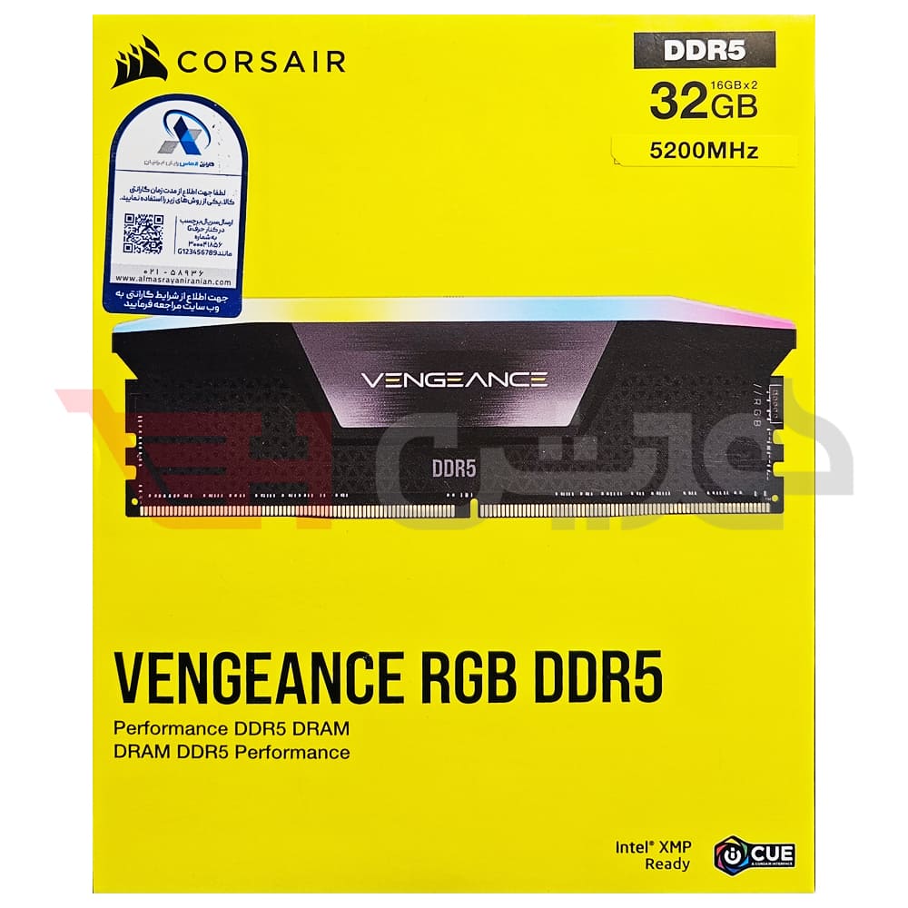 رم کامپیوتر دو کاناله 5200 DDR5 کورسیر VENGEANCE RGB ظرفیت 32 گیگابایت