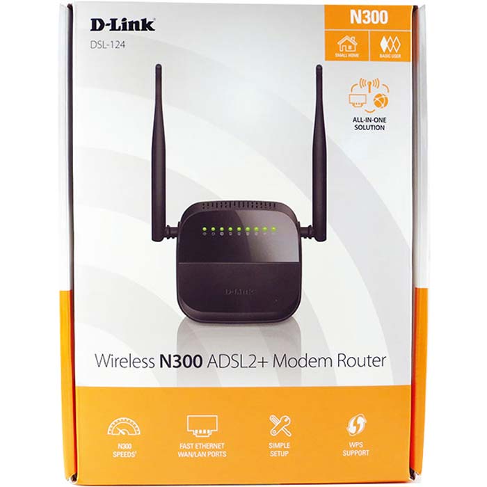 مودم روتر بی سیم +ADSL2 دی لینک DSL-124 N300