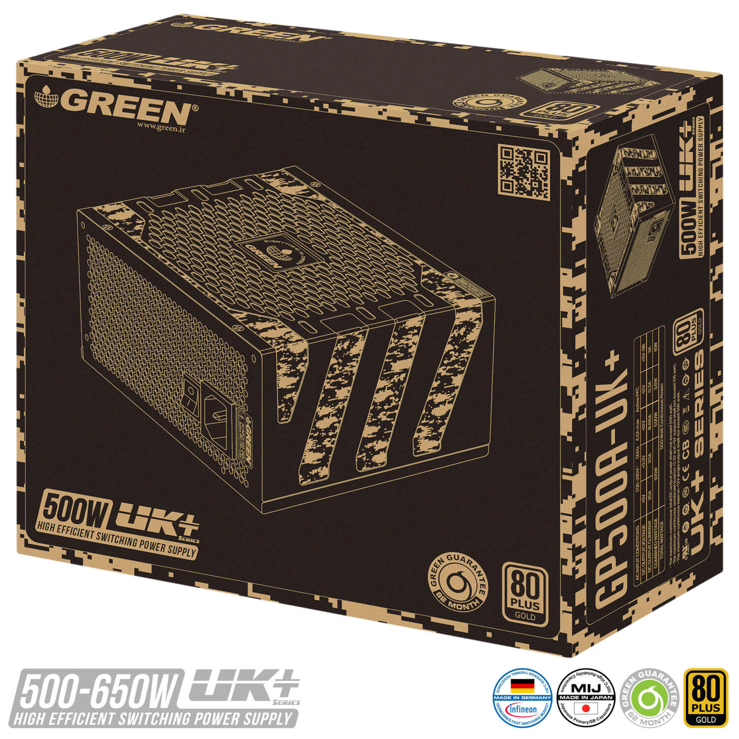 پاور کامپیوتر گرین GP500A-UK Plus