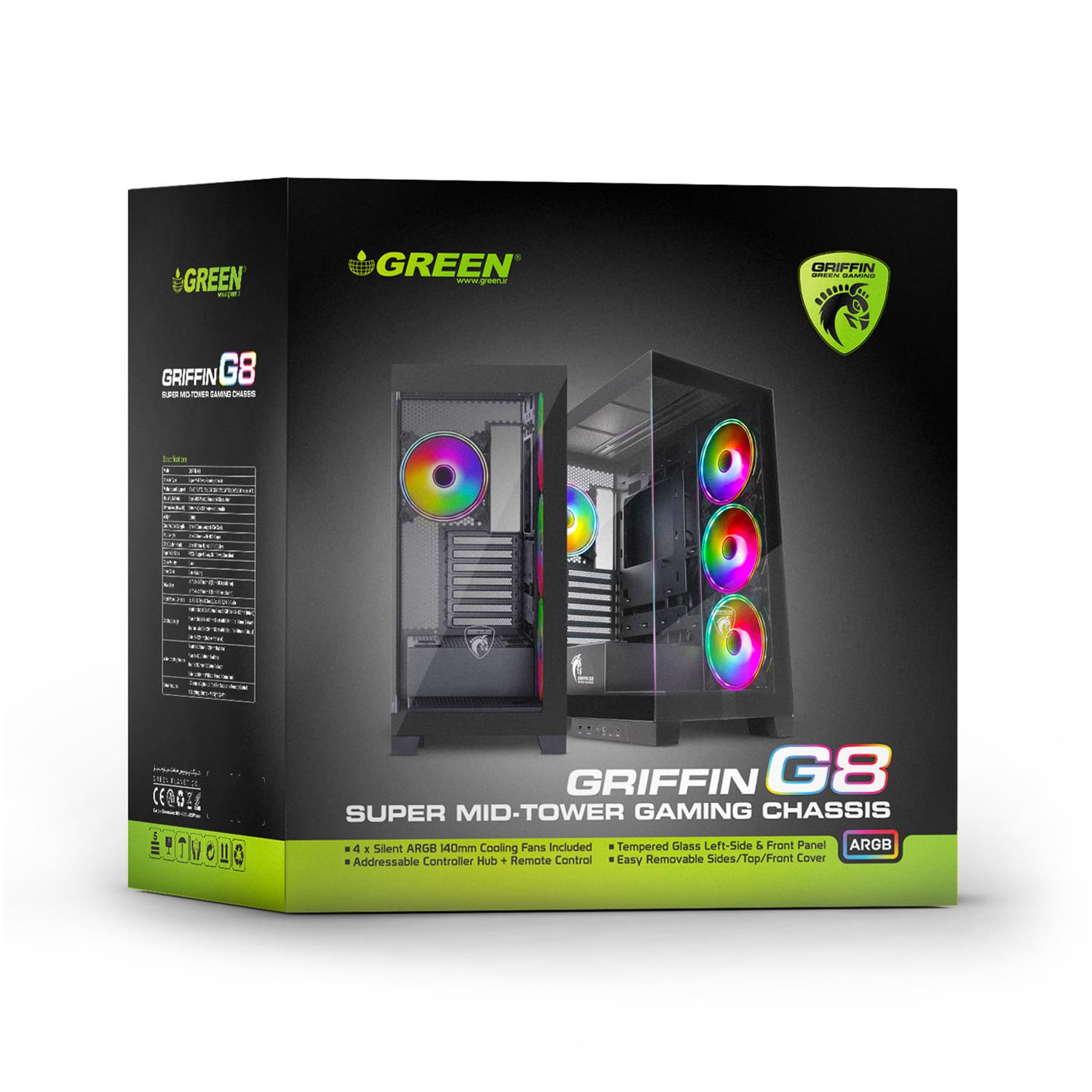 کیس کامپیوتر مخصوص بازی گرین GRIFFIN G8