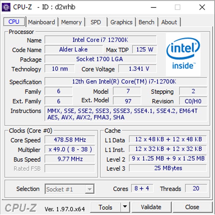 پردازنده اینتل Alder Lake Core i7-12700K بدون جعبه
