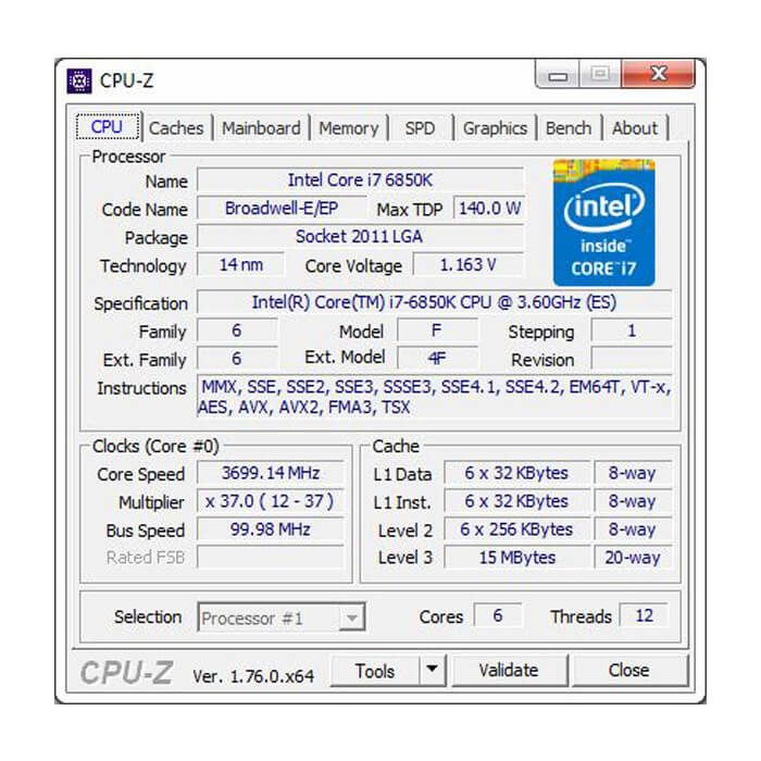 پردازنده اینتل سری Broadwell-E مدل Core i7-6850K