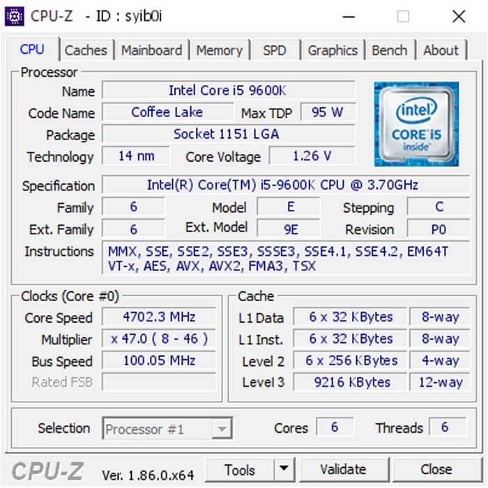 پردازنده اینتل سری Coffee Lake مدل Core i5-9600K بدون جعبه