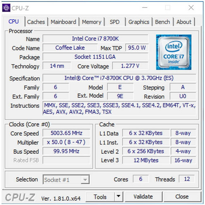 پردازنده اینتل سری Coffee Lake مدل  Core i7-8700K