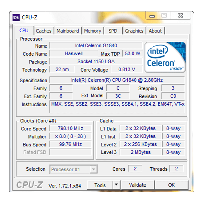 پردازنده اینتل سری Haswell مدل Celeron G1840