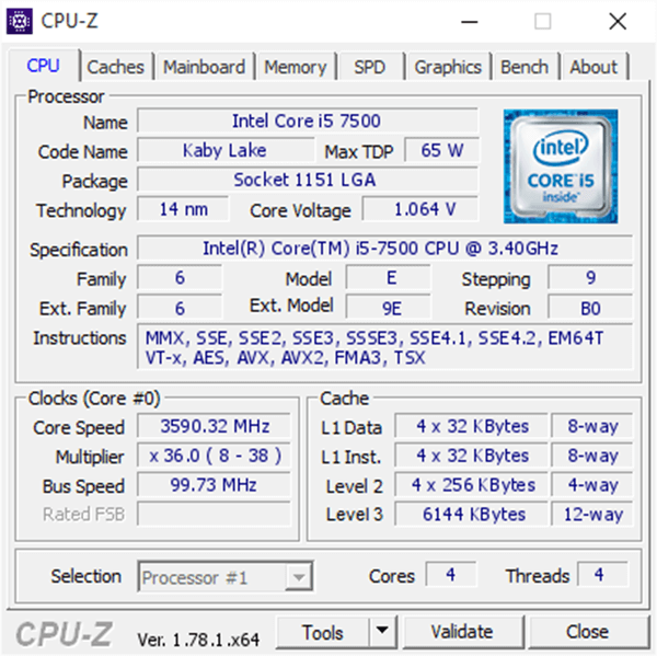 پردازنده اینتل سری Kaby Lake مدل Core i5-7500