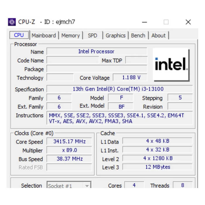 پردازنده اینتل Raptor Lake Core i3-13100 بدون جعبه