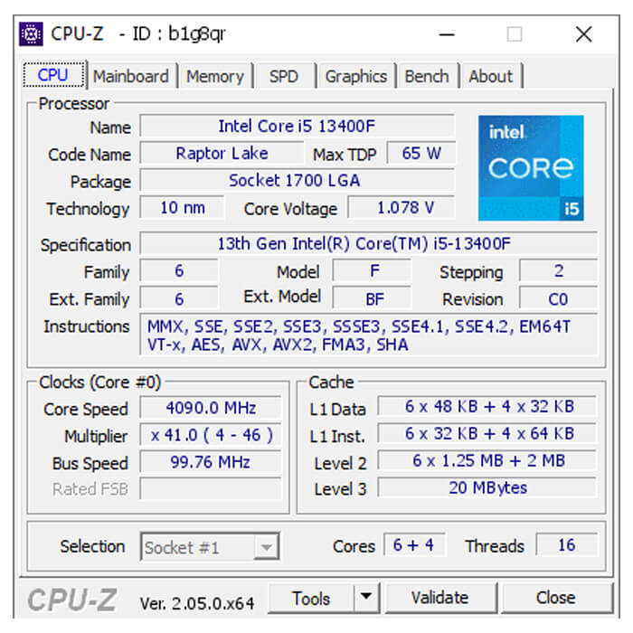پردازنده اینتل Raptor Lake Core i5-13400F بدون جعبه