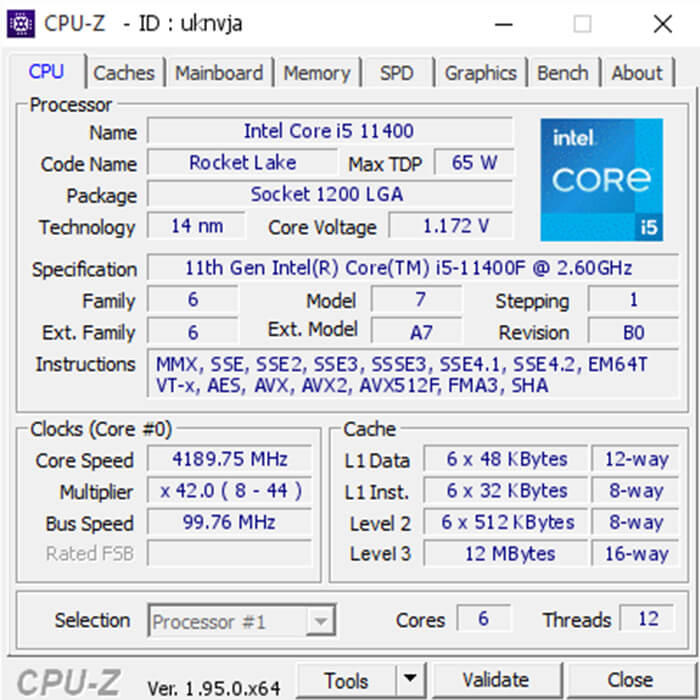 پردازنده اینتل Rocket Lake Core i5-11400 بدون جعبه