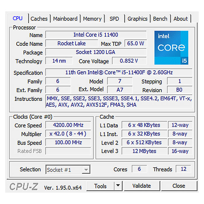 پردازنده اینتل Rocket Lake Core i5-11400F بدون جعبه