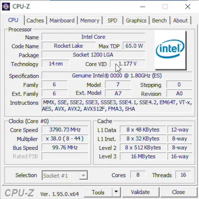 پردازنده اینتل Rocket Lake Core i7-11700 بدون جعبه