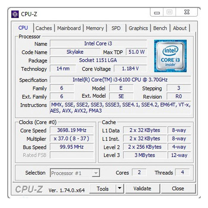 پردازنده اینتل سری Skylake مدل Core i3-6100