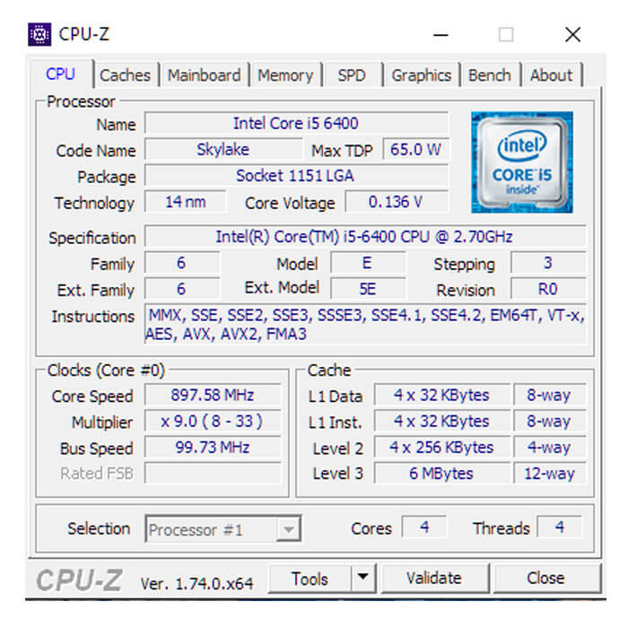 پردازنده اینتل سری Skylake مدل Core i5-6400