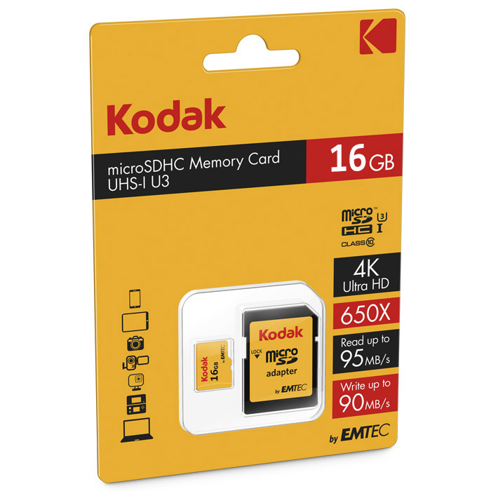 کارت حافظه کداک مدل Micro SDHC UHS-1U3 کلاس 10 ظرفیت 16 گیگابایت