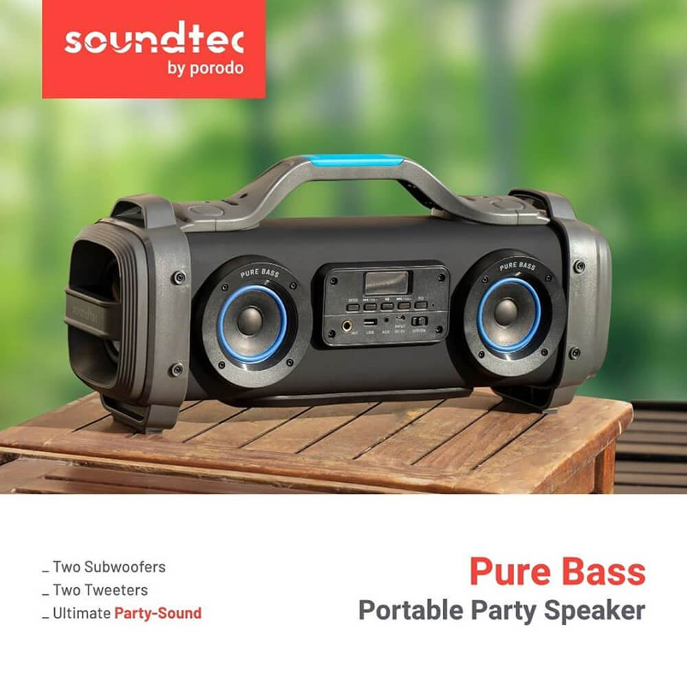 اسپیکر بی سیم قابل حمل پورودو PD-PRTSPK-BK Soundtec Pure Bass