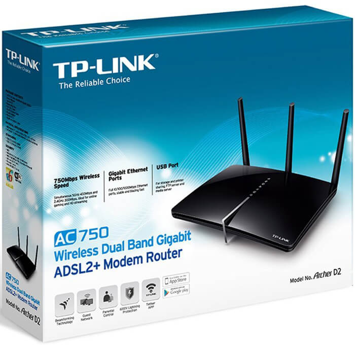 مودم روتر بیسیم تی پی لینک سری ADSL2 Plus مدل آرچر D2