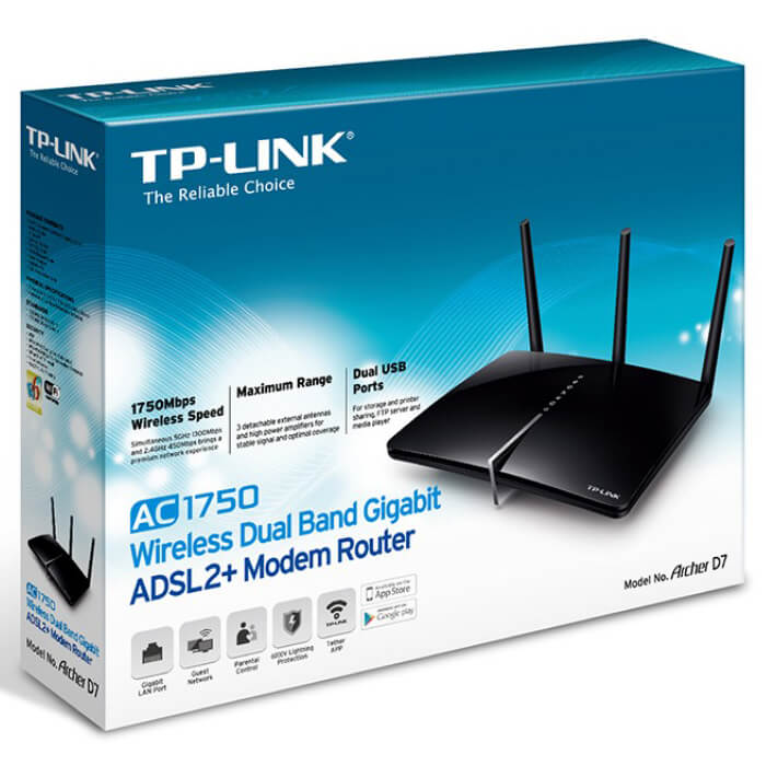 مودم روتر بی سیم تی پی لینک سری ADSL2 Plus مدل آرچر D7