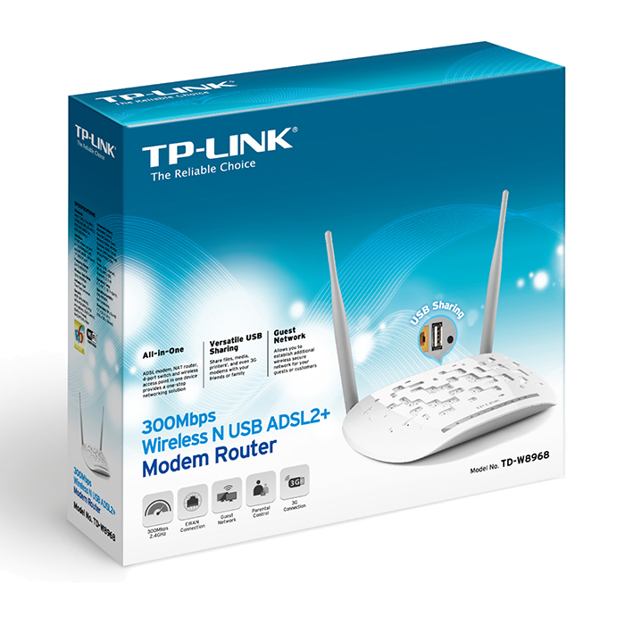 مودم روتر بی سیم تی پی لینک سری ADSL2 Plus مدل TD-W8968