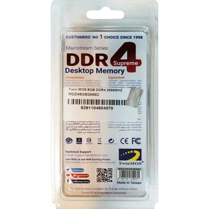 رم کامپیوتر تواین موس Mainstream DDR4 CL19 ظرفیت 8 گیگابایت