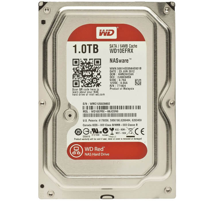 هارددیسک اینترنال وسترن دیجیتال مدل RED WD10EFRX  ظرفیت 1ترابایت