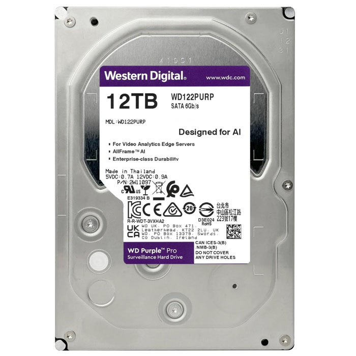 هارددیسک اینترنال وسترن دیجیتال سری بنفش مدل WD122PURP ظرفیت 12 ترابایت