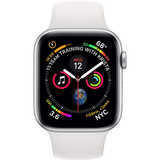 ساعت مچی هوشمند اپل واچ 4 40 میلیمتر نقره ای با بند لاستیکی سفید