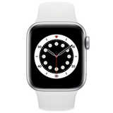 ساعت مچی هوشمند اپل واچ 6 40 میلیمتر نقره ای با بند لاستیکی سفید