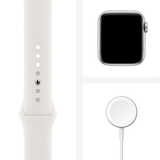 ساعت مچی هوشمند اپل واچ 6 40 میلیمتر نقره ای با بند لاستیکی سفید