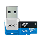 کارت حافظه لکسار مدل SDHC UHS-1 High Performance 633X کلاس10 همراه با ریدر USB 3.0- ظرفیت 64 گیگابایت